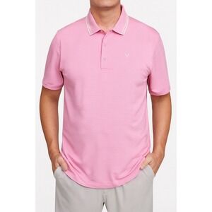 Callaway Opti-Dri Pink Striped Golf Polo Shirt Mens Large Athletic